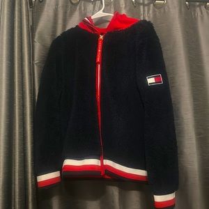TOMMY HILFIGER Womens Navy Long Sleeve Hooded Top Size: M